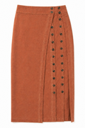 Double Placket Midi Skirt