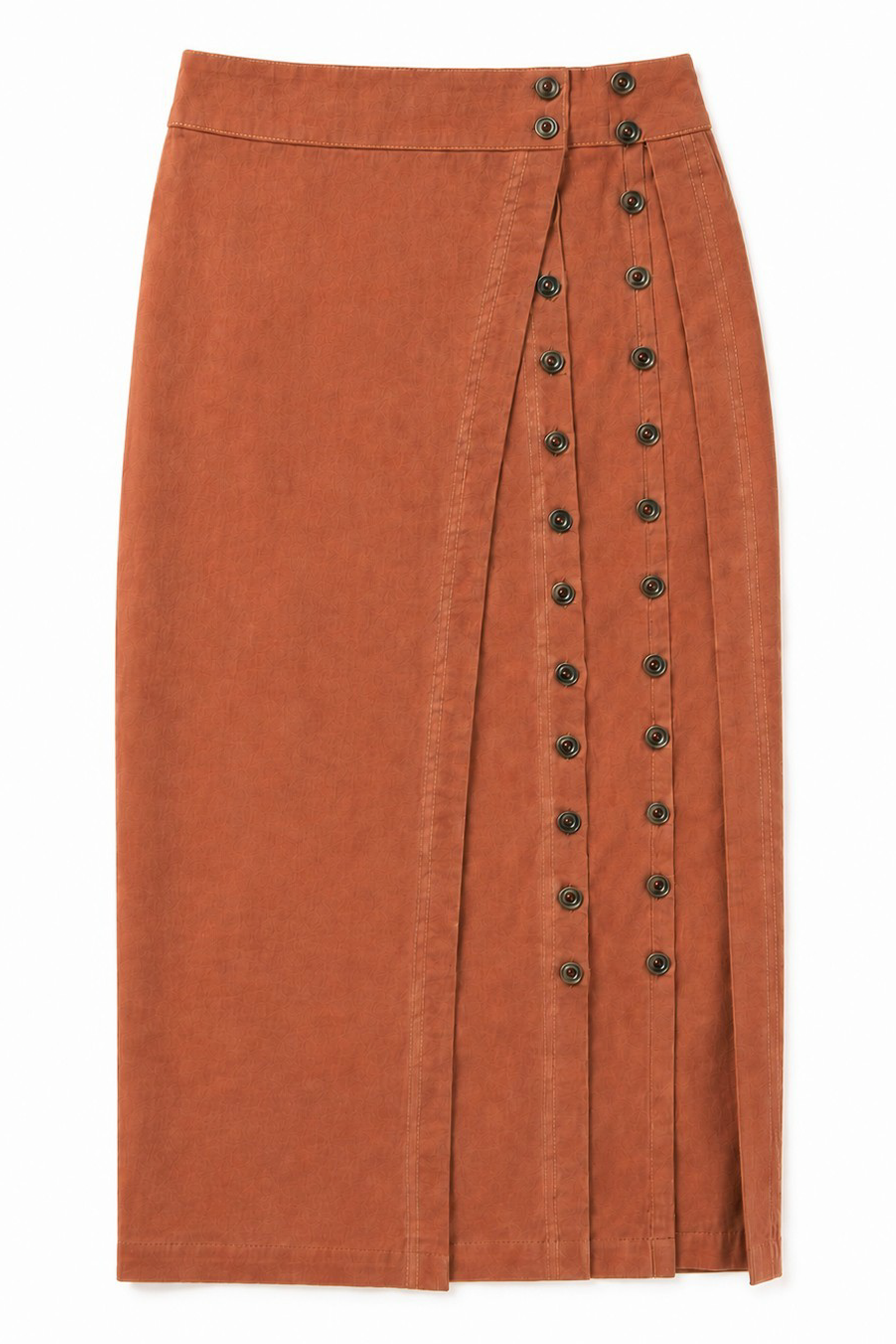 Double Placket Midi Skirt