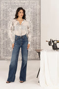 Gathered Shirt Embroidered