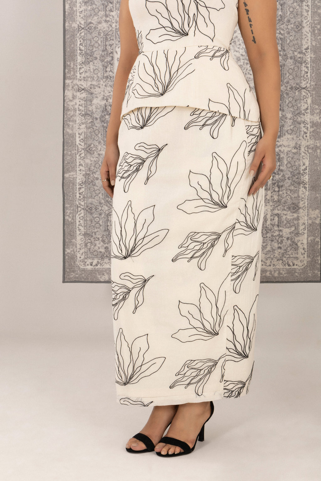 Embroidered Apron Peplum Dress