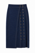 Double Placket Midi Skirt