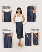 Double Placket Midi Skirt