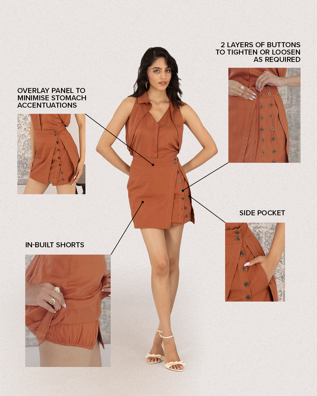 Double Placket Mini Skirt