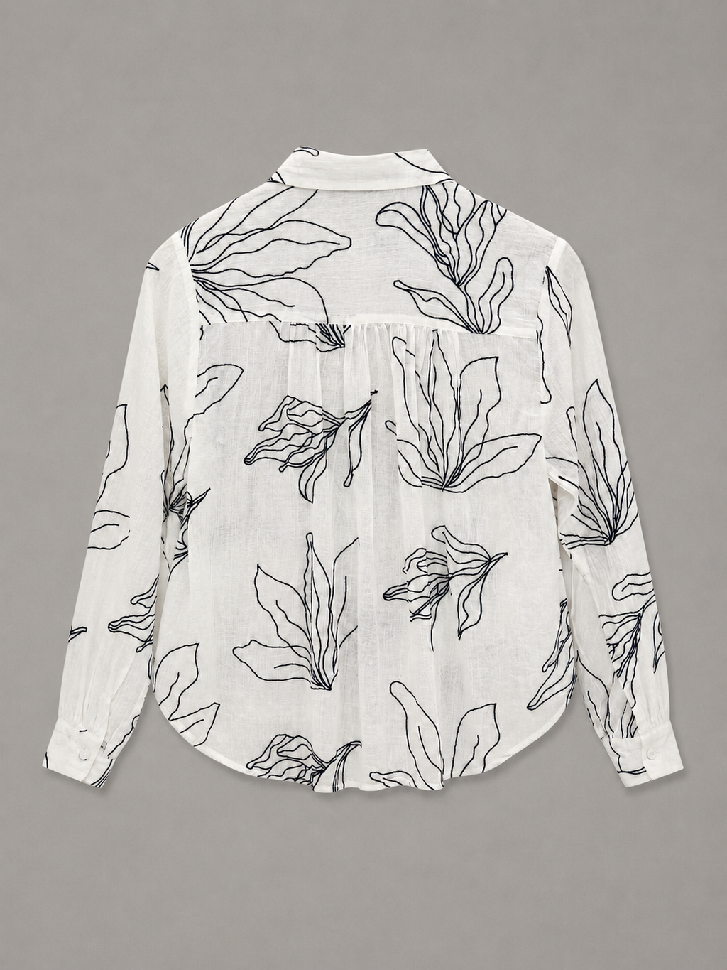Gathered Shirt Embroidered