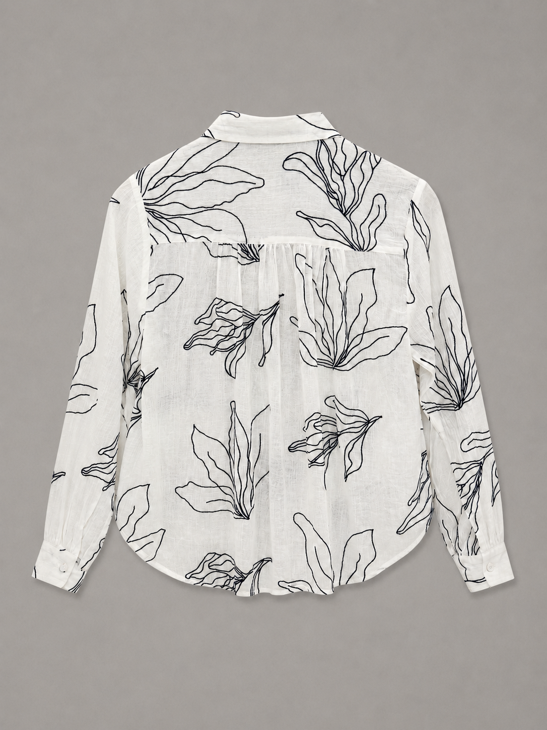 Gathered Shirt Embroidered