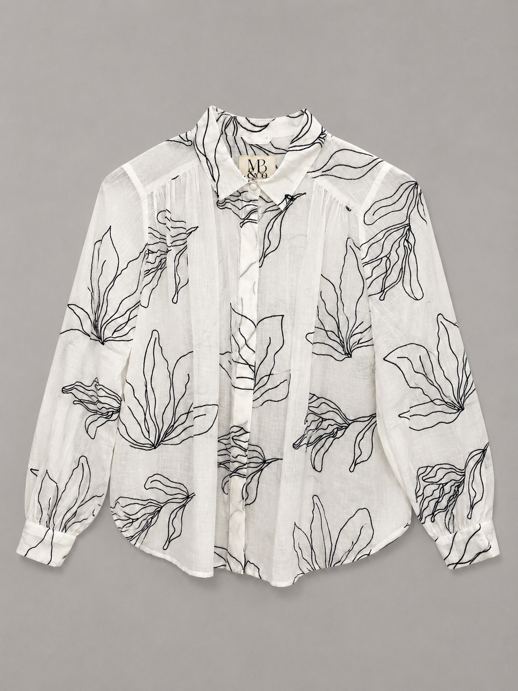 Gathered Shirt Embroidered