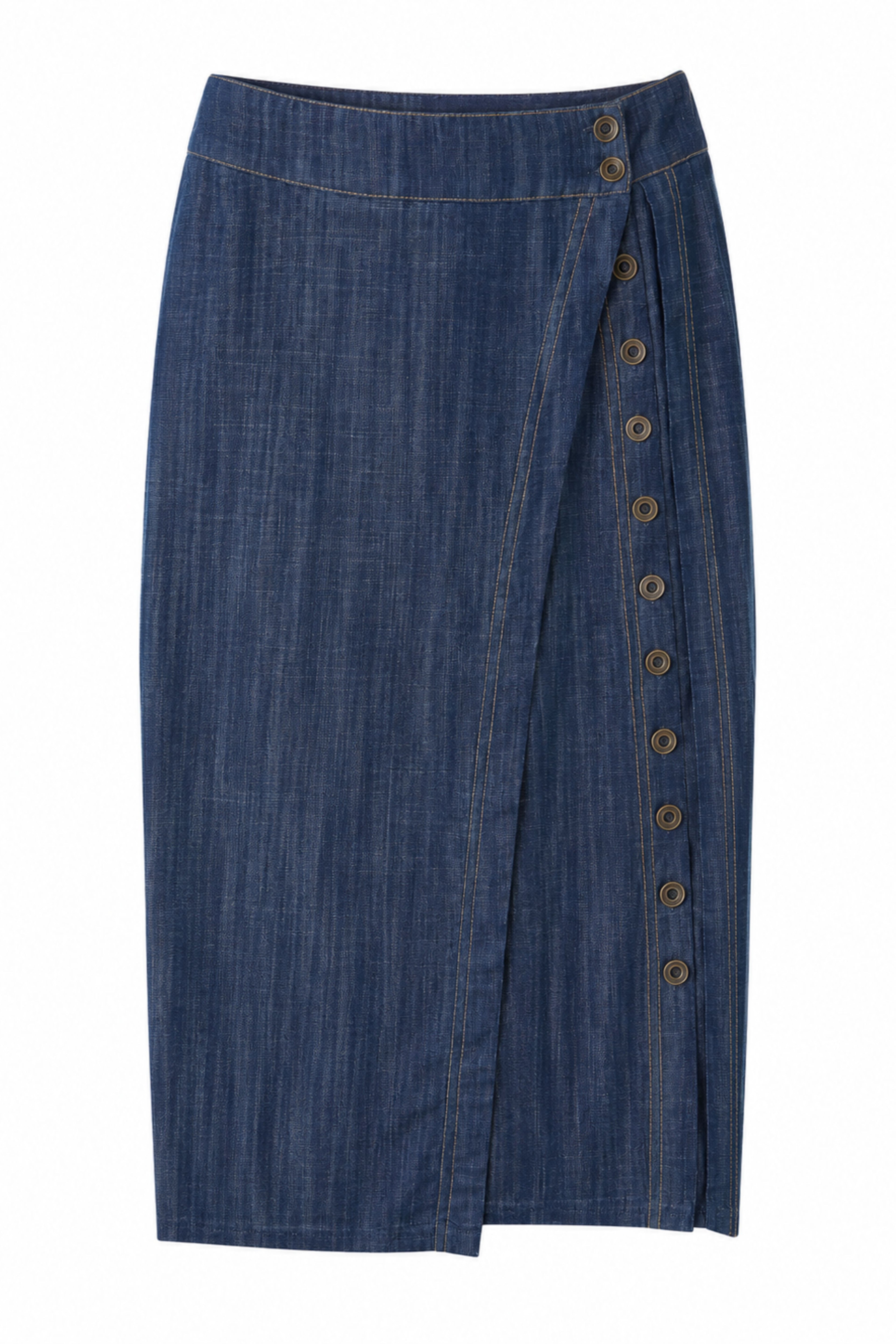 Double Placket Midi Skirt