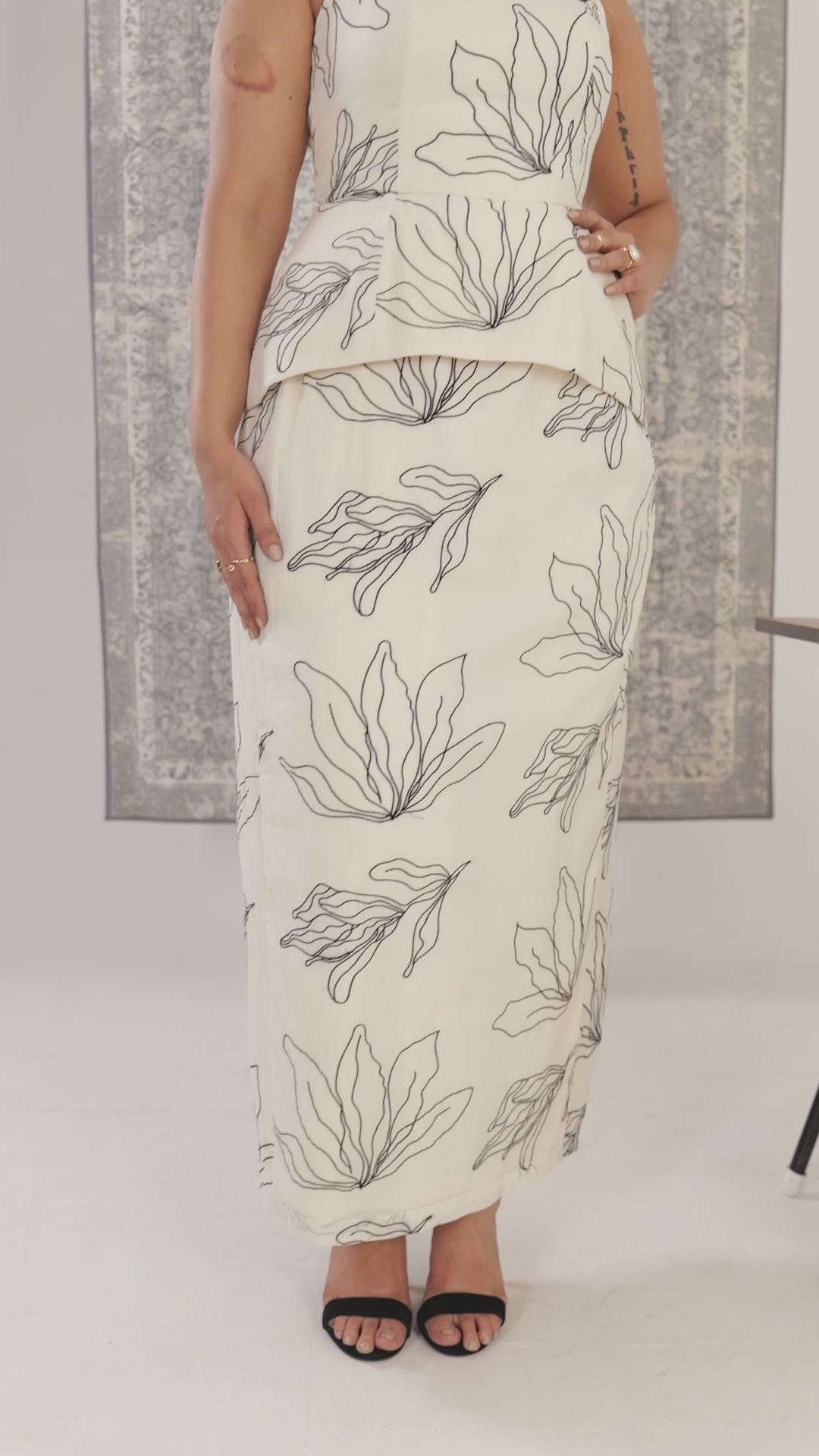 Embroidered Apron Peplum Dress